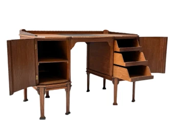 Art Deco Amsterdamse School Oak Pedestal Desk, 1920s